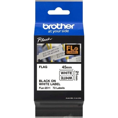 Páska do štítkovače Brother FLE2511, černý tisk/bílý podklad, originál