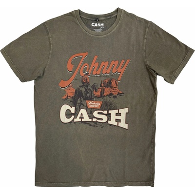 Johnny Cash tričko Desert Cowboy Stone Wash Green