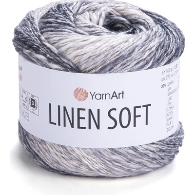 Yarn Art příze Linen Soft 7406 černobílý melír