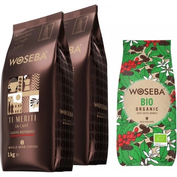 WOSEBA Gusto Raffinato кафе на зърна 2 кг + подарък Bio Organic кафе на зърна