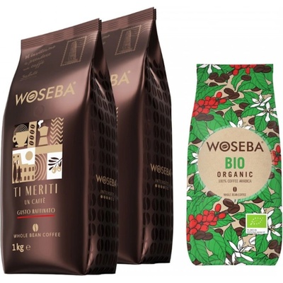 WOSEBA Gusto Raffinato кафе на зърна 2 кг + подарък Bio Organic кафе на зърна