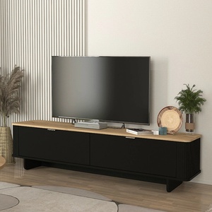 TopMebel ТВ шкаф Bohema TopMebel от меламин в черен - дъб сепет цвят 180x47x45.6cm