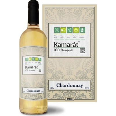 Sablio Kamarát Chardonnay biele suché víno 12 % 0,75 l (čistá fľaša)