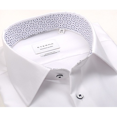 Eterna Modern Fit Cooling Effect košile s modro-bílým vnitřním límcem krátký rukáv bílá