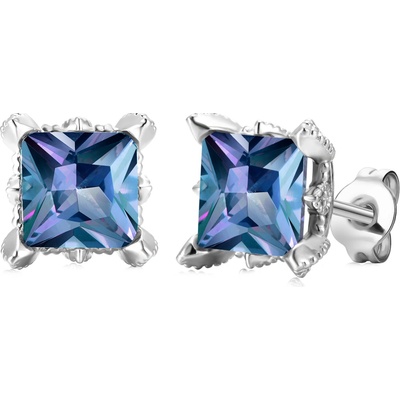 Royal Fashion strieborné náušnice pozlátené bielym zlatom Alexandrit DGES0029-WG