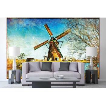 DIMEX ART s. r. o Самозалепваща се флизелинова фототапета вятърни мелници холандия 375 x 250 см
