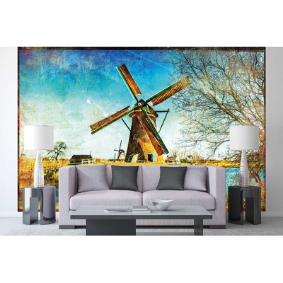 DIMEX ART Самозалепваща се флизелинова фототапета вятърни мелници холандия 375 x 250 см