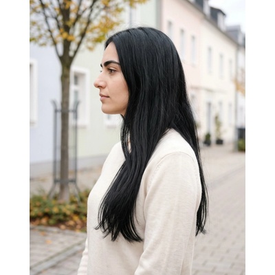Hairlora Clip-in vlasy – #01 Čierna - Sada 8 pásov – 60 cm / 180 g