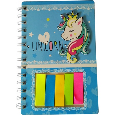 Esuvenýry | Notes spirála 12,1x18,5 cm 60 listů + samolepítka Jednorožec