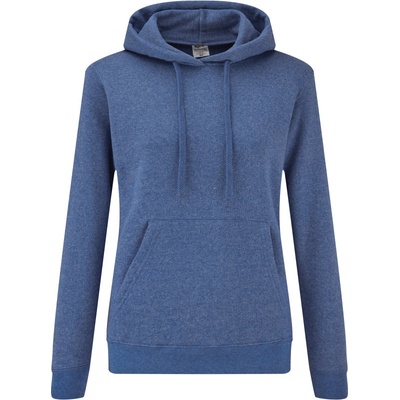 Fruit of the Loom mikina Classic Lady-Fit Hooded Sweat s kapucí dámská Melír retro modrá
