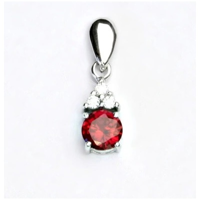 Čištín Zlatý přívěsek bílé i žluté zlato čiré zirkony a rubín zirkon VP 126