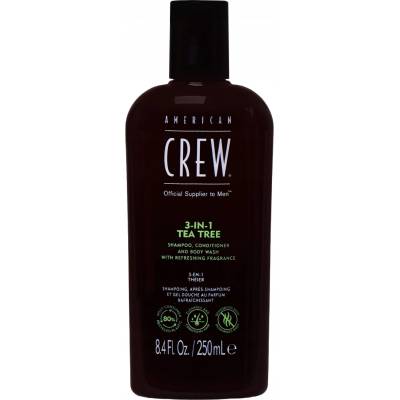 American Crew 3in1 Tea Tree šampon kondicionér a sprchový gel pro každodenní použití 250 ml