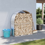 vidaXL Поставка за дърва, сребрист, 120x45x140 см, поцинкована стомана (364591)