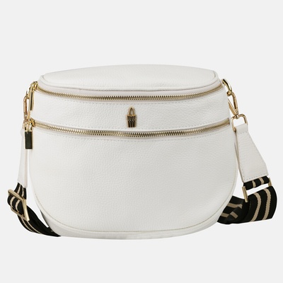 Wojewodzic crossbody kožená kabelka biele zlaté kovanie 31933/FD17/Z