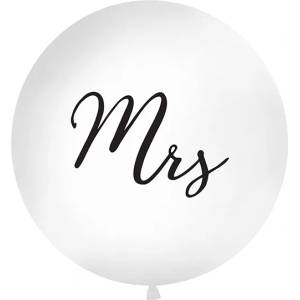 PartyDeco Кръгъл латексов джъмбо балон - Mrs 1 м