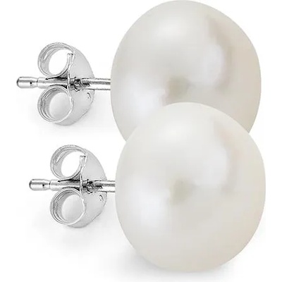 Swan Сребърни обици със сладководни бели перли 11-12 мм CAA011W Swan