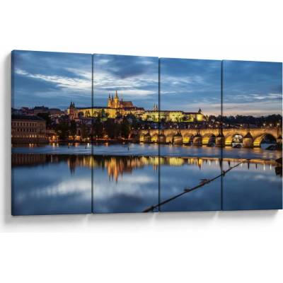 Obraz Pražského hradu a Karlova mostu, Čtyřdílný 160x80 cm