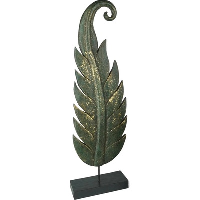 Dřevěná dekorace Twisted Leaf zelená pravá - velká