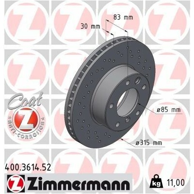 Brzdový kotúč (cena za 1ks) ZIMMERMANN 400.3614.52