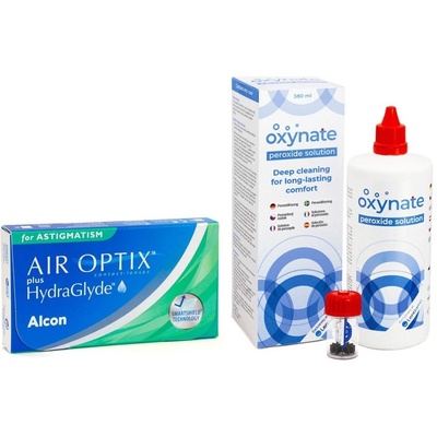 Alcon Air Optix Plus Hydraglyde for Astigmatism 3 čočky + Oxynate Peroxide 380 ml s pouzdrem