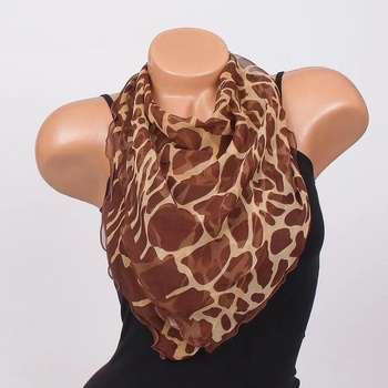 Image 1 of Копринено фишу в бежово с кафяви шарки