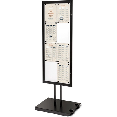 Jansen Display Outdoor menu stojan s vitrínou černý 8 x A4 jednostranný, 598 x 1660 mm