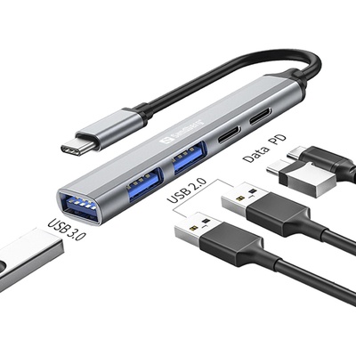 Sandberg USB-C to 3xUSB-A + 2xUSB-C Hub SAVER - Хъб (336-50)