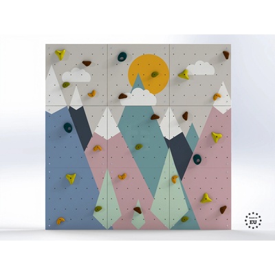 TetisWood lezecká stena pre deti 9 panelov LEZÚŇ Farebné hory