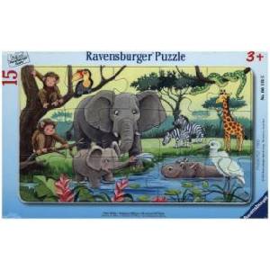 Ravensburger Verlag Ravensburger Kinderpuzzle - 06136 Tiere Afrikas - Rahmenpuzzle für Kinder ab 3 Jahren, mit 15 Teilen