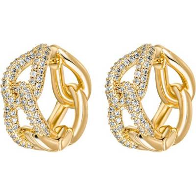 CrysTalp Masivní pozlacené náušnice s krystaly Luxury 42311.G