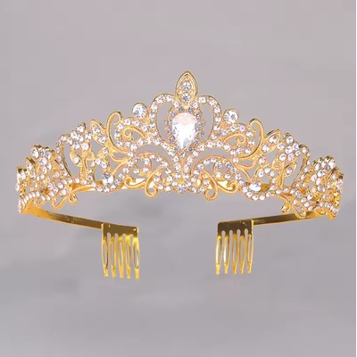 B-Top luxusní svatební korunka do vlasů zlatá – Zboží Dáma