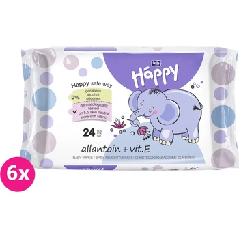 Bella Happy Baby vlhčené obrúsky s vitamínom E 6 x 24 ks