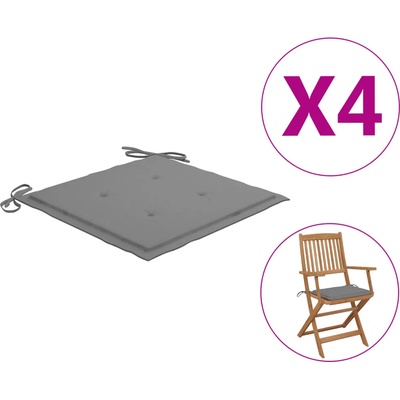 vidaXL Възглавници за столове 4 бр сиви 40x40x4 см Оксфорд плат (47589)