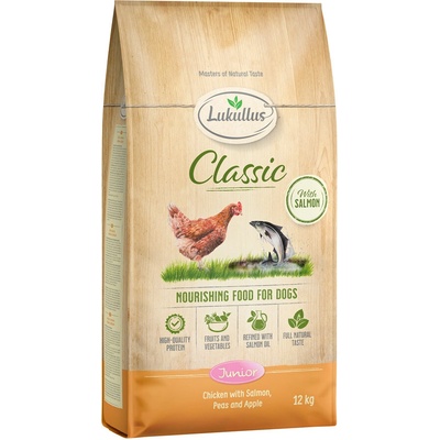 Lukullus Classic Junior kuracie a losos nová receptúra 2 x 12 kg