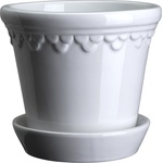 Bergs Potter Саксия Københavner с поставка гланцирана 25 см бяла (KCMW25S)