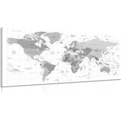Obraz šedá mapa na bílém pozadí - 100x50
