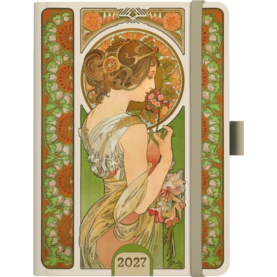 Baloušek Alfons Mucha A5Týdenní 2027 Zelený
