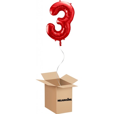 HeliumKing Balónový box Narodeninové číslo 3 červený 86 cm