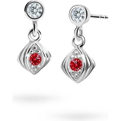 Danfil dětské náušnice C1897 z bílého zlata s kamínkem Ruby Dark zapínání balónek