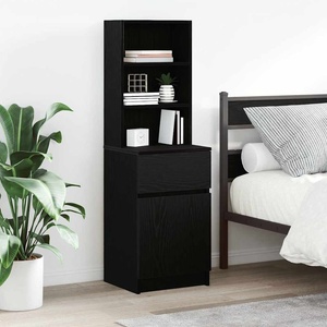 vidaXL Нощно шкафче, черно, 39x35x125 см, инженерно дърво (861311)