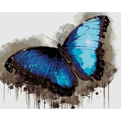 Zuty Malování Podle Čísel Modročerný Motýl 40 x 50 Cm Plátno Rám 8596530139416