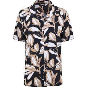 HUGO BOSS Риза с къс ръкав Boss Mens BOSS Bodywear Beach Patterned Short Sleeve Shirt - Black
