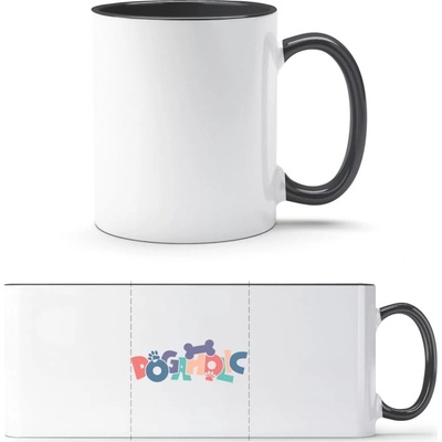 PrintEQ TTH Dvoubarevný Hrnek Psí design s nápisem DOGAHOLIC Bílá Černá Standard Dárky 250 ml