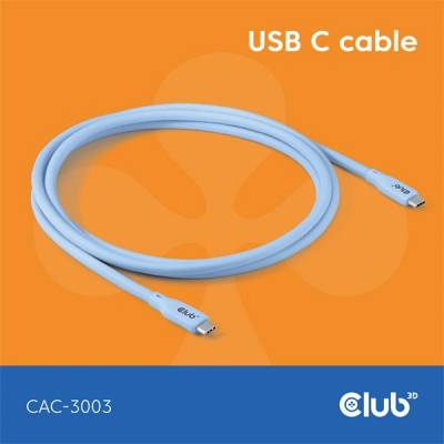 Club 3D Кабел Club 3D - CAC-3003 (USB-C, PD 240W, 20Gbps, 4K60Hz, син, M/M, 2 m) (CAC-3003)