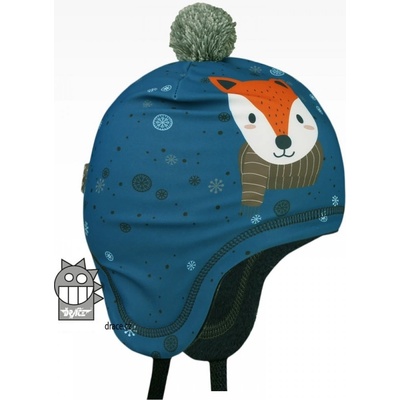 DRÁČE Čepice zimní Laponka Polarka modrá s medvědem funkční teplá krytím uší – Sleviste.cz