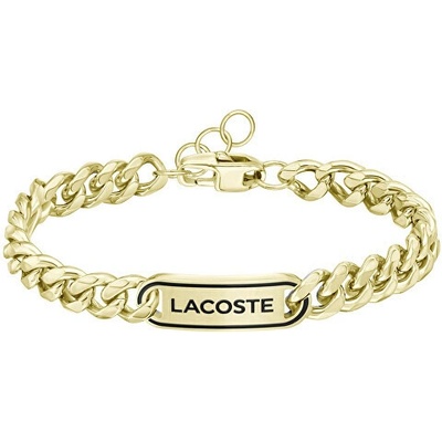 Lacoste Decentný pozlátený náramok pre mužov Okres 2040225 strieborná , zelená