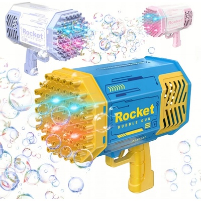 BAZOOKA NA MÝDLOVÉ BUBLINY PISTOLE NA PĚNU LED AKUMULÁTOR + TEKUTINA DÁREK