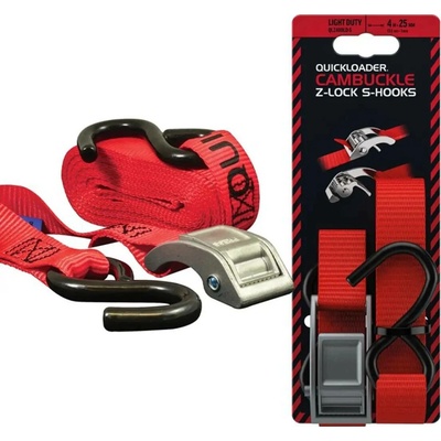 Quickloader popruh se sponou Cambuckle Z-lock S-Hooks 400 kg 4 m Červená 25 mm