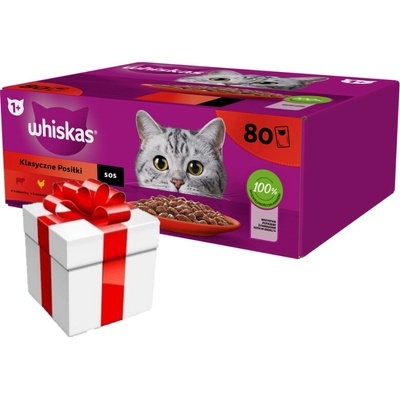 WHISKAS Adult Classic Meals + Překvapení pro kočku 80 x 85 g