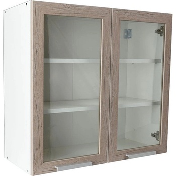 Matis Кухненски шкаф горен с две витрини in v80/s сив дъб